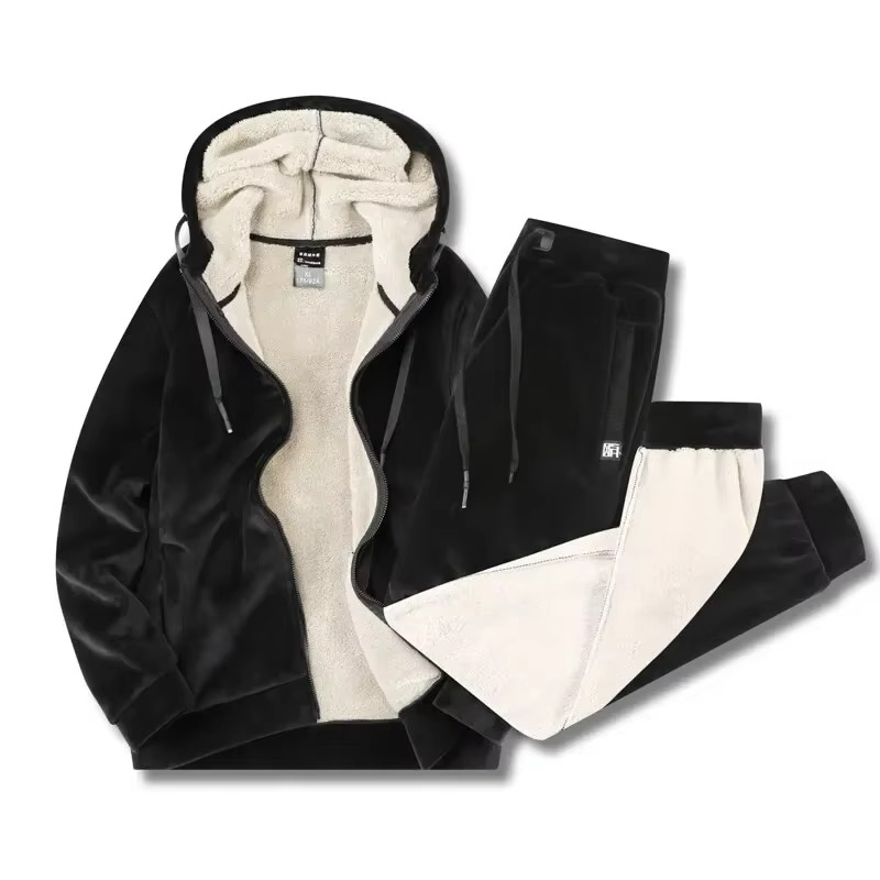 Camilo | Conjunto Sudadera Hombre con Forro de Peluche Capucha Cremallera
