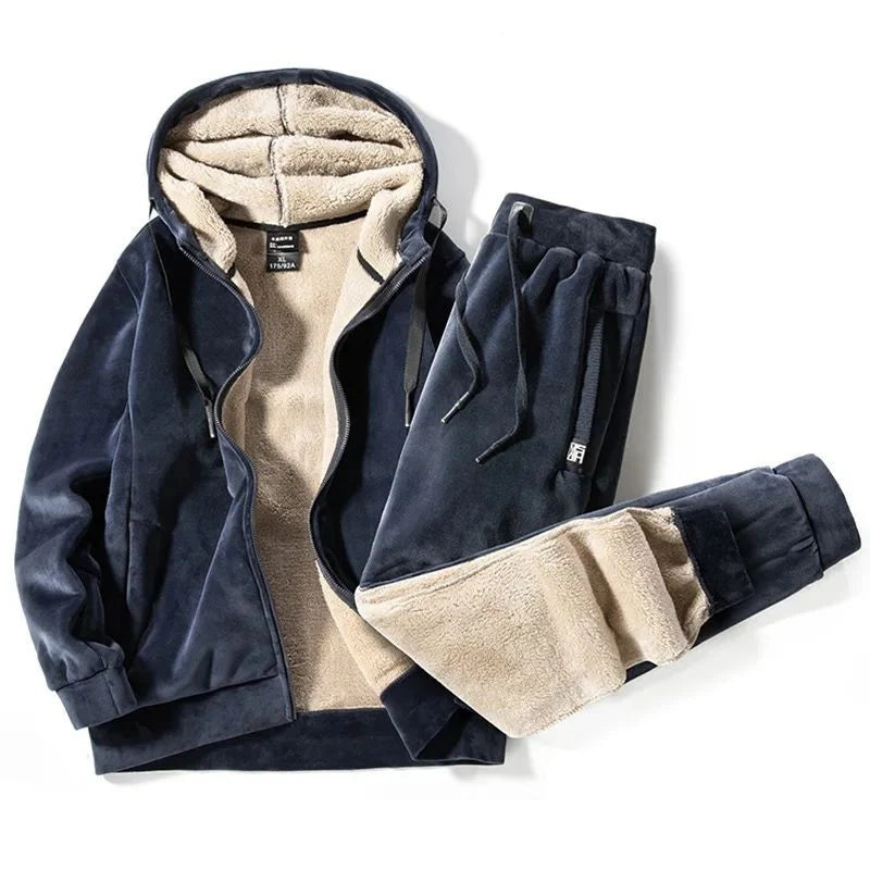 Camilo | Conjunto Sudadera Hombre con Forro de Peluche Capucha Cremallera
