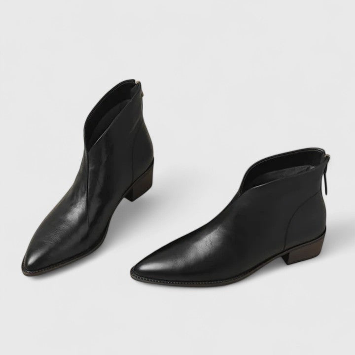 Alma | Botines Vaqueros de Cuero Planos Mujer Punta Fina