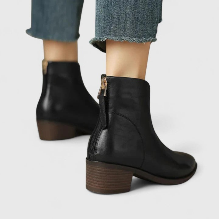 Alma | Botines Vaqueros de Cuero Planos Mujer Punta Fina