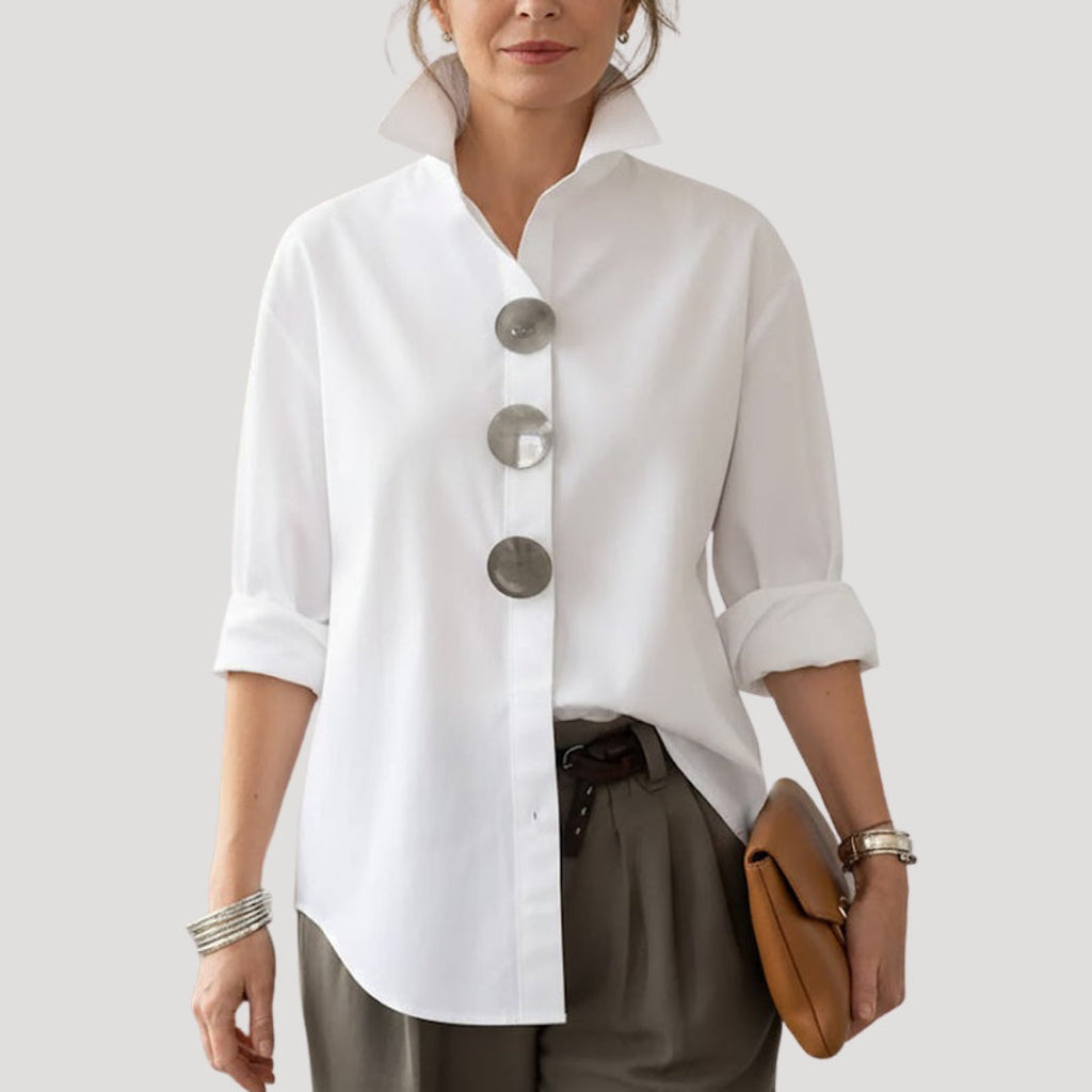 Andrea | Camisa Elegante de Botones Mujer Cuello Alto