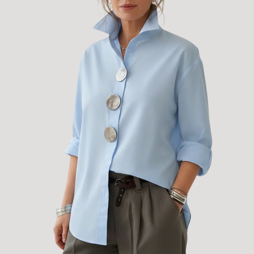 Andrea | Camisa Elegante de Botones Mujer Cuello Alto