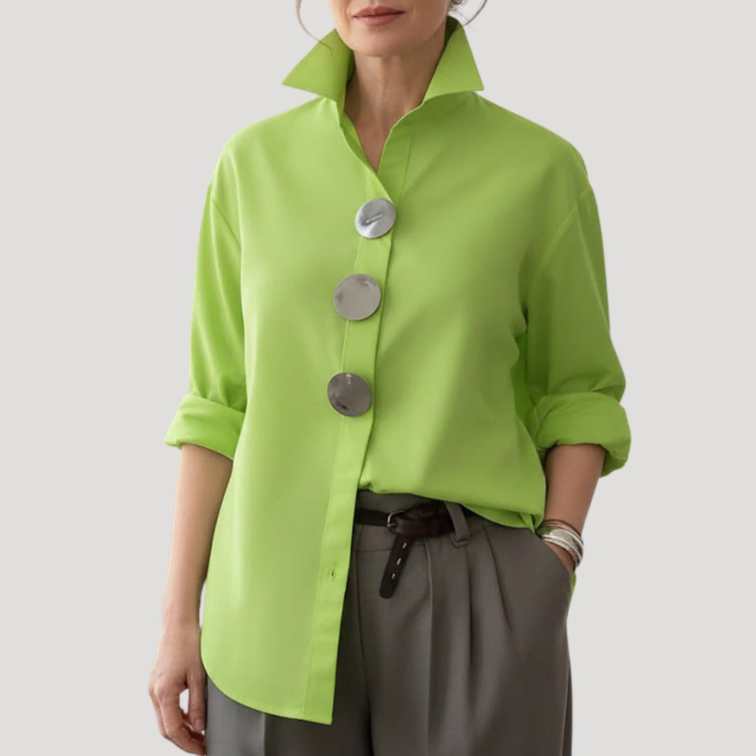 Andrea | Camisa Elegante de Botones Mujer Cuello Alto