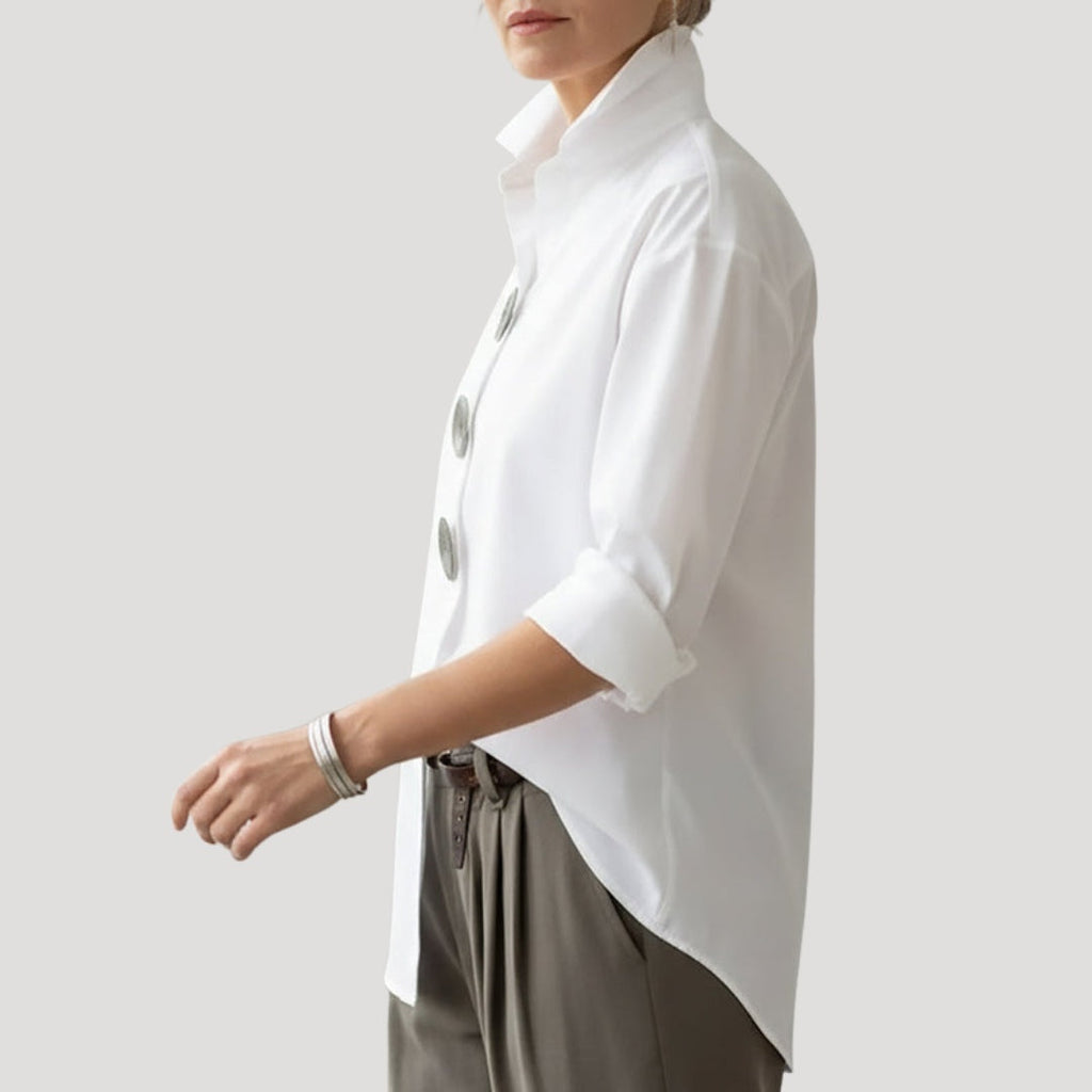 Andrea | Camisa Elegante de Botones Mujer Cuello Alto