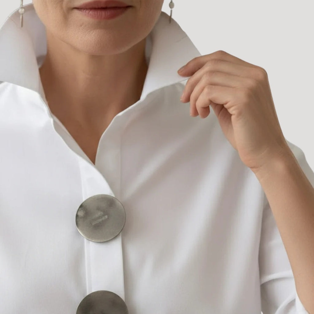Andrea | Camisa Elegante de Botones Mujer Cuello Alto