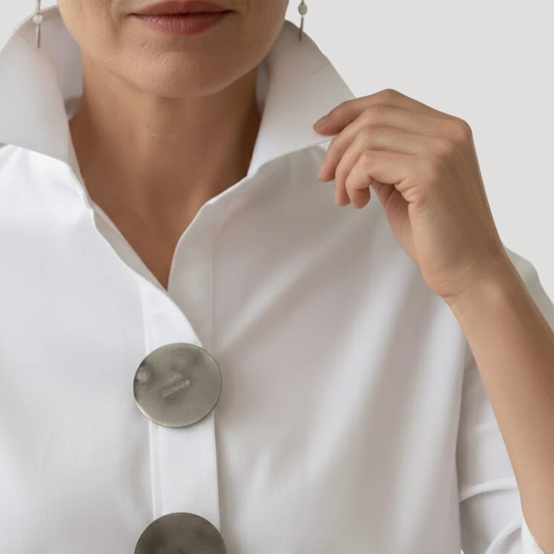Andrea | Camisa Elegante de Botones Mujer Cuello Alto
