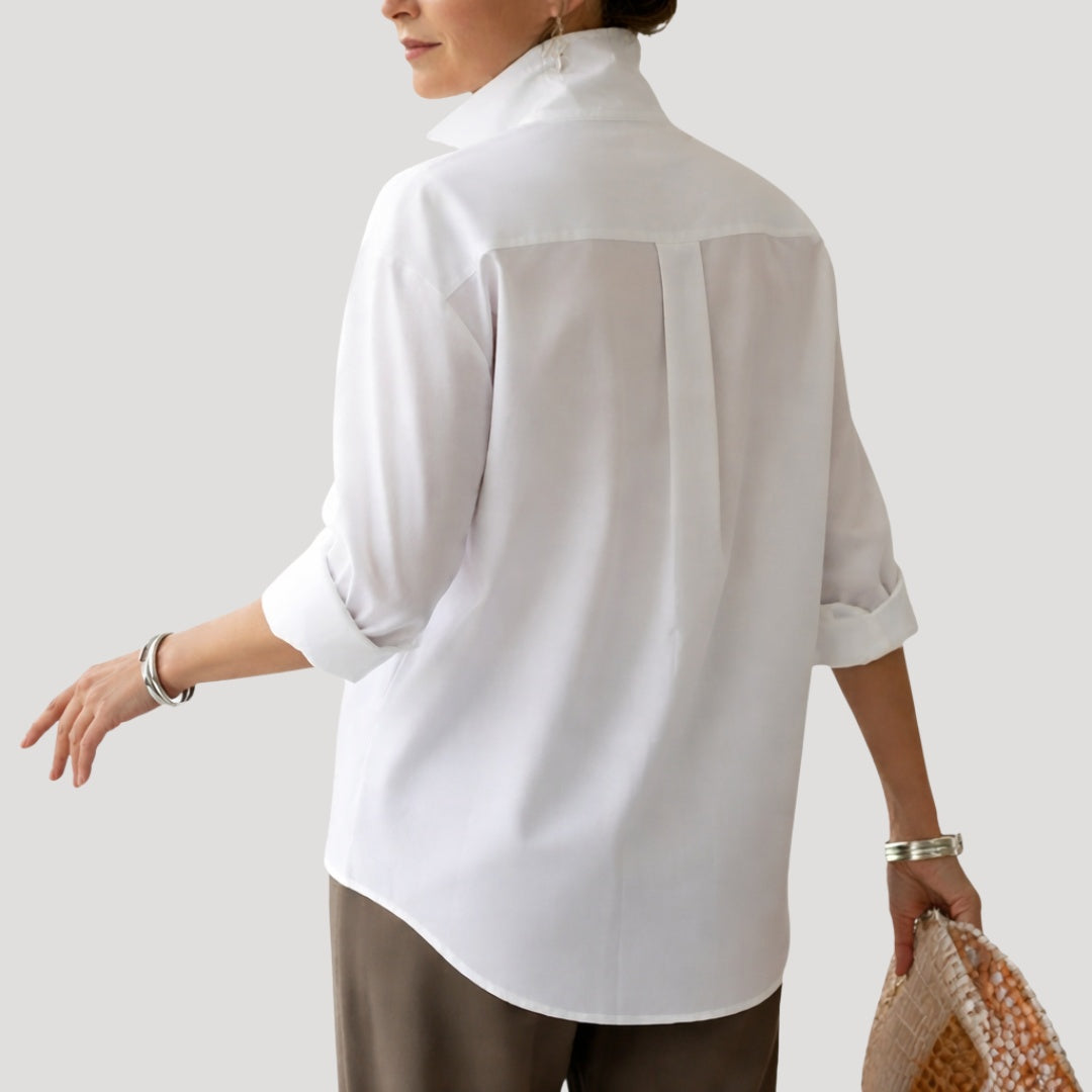 Andrea | Camisa Elegante de Botones Mujer Cuello Alto