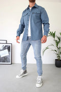 Alejandro | Camisa de Jean Hombre Manga Larga Bolsillos