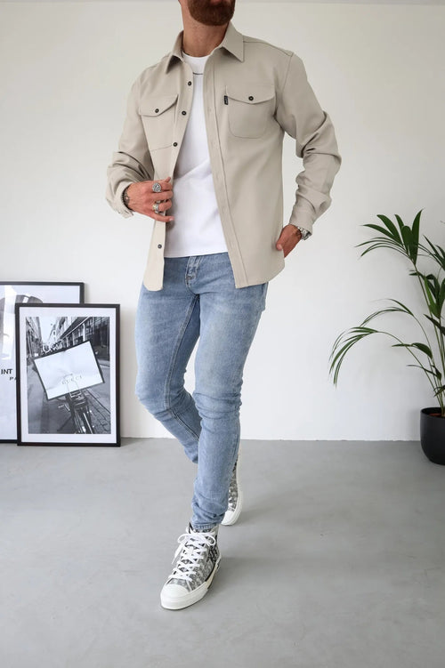 Alejandro | Camisa de Jean Hombre Manga Larga Bolsillos