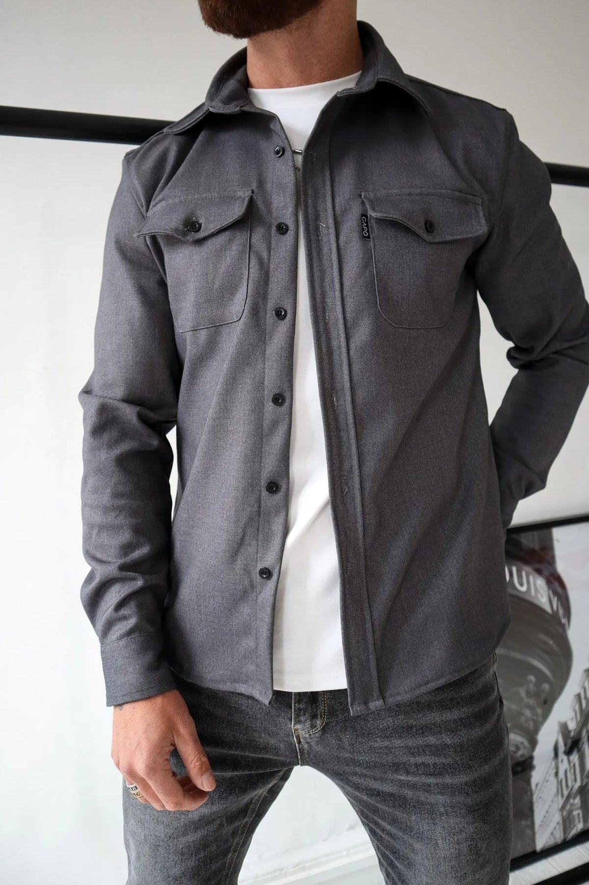 Alejandro | Camisa de Jean Hombre Manga Larga Bolsillos