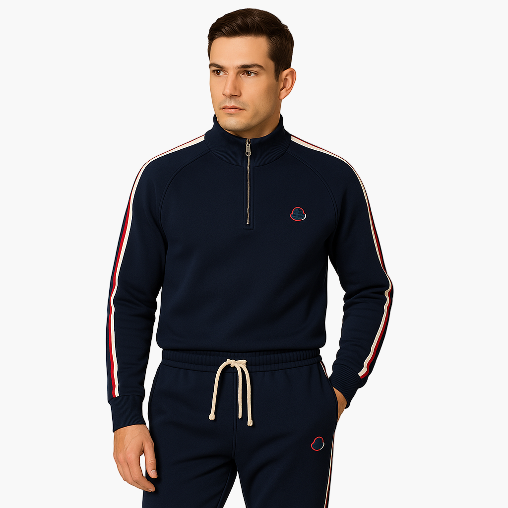 Alejandro | Conjunto Sudadera Hombre Media Cremallera Franjas Laterales