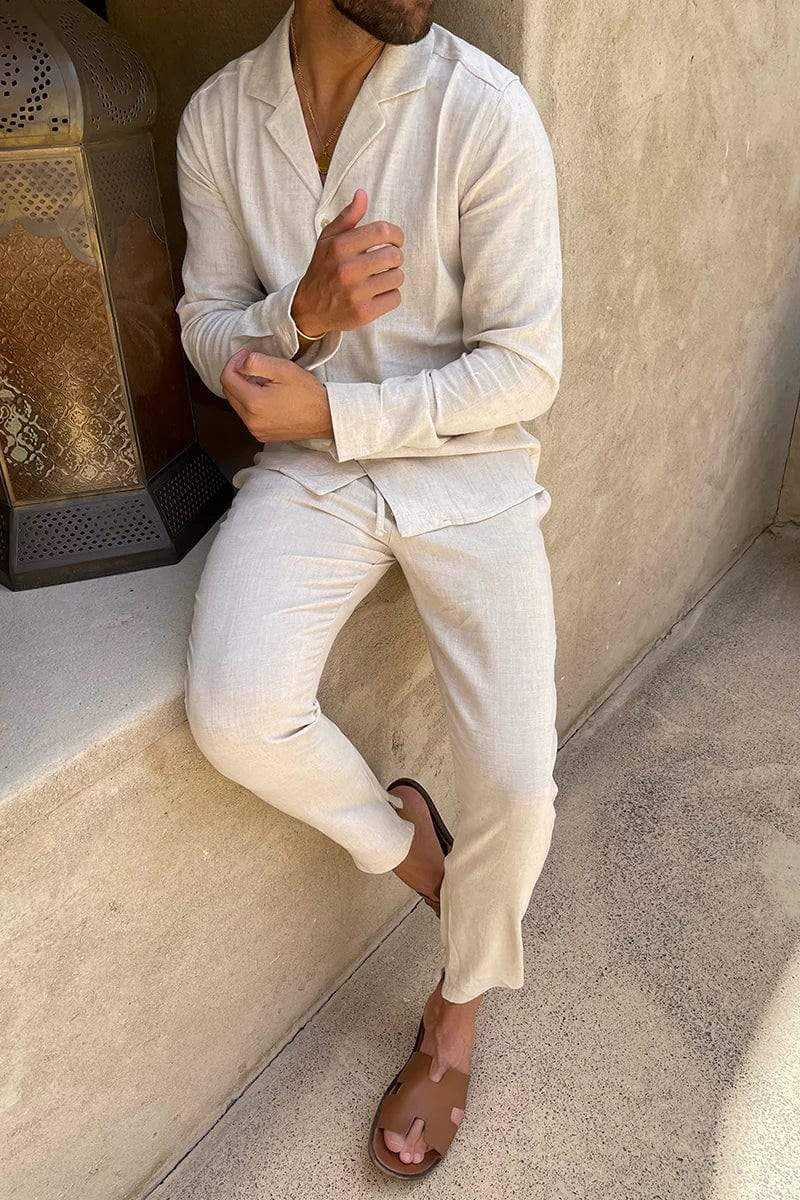 Alejandro | Conjunto de Lino Elegante Hombre Manga Larga