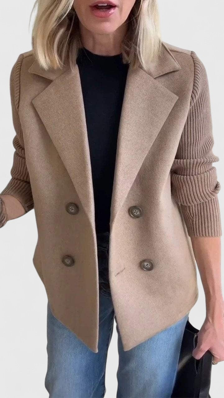 Diana | Blazer de Paño Mujer Doble Botonadura Mangas Tejidas