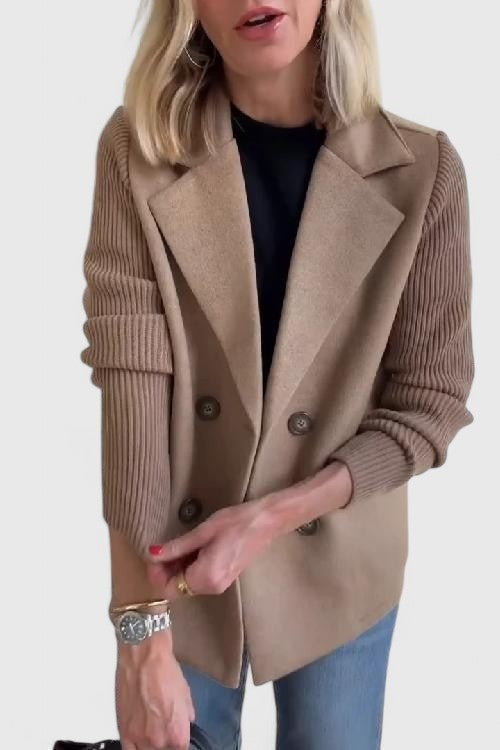 Diana | Blazer de Paño Mujer Doble Botonadura Mangas Tejidas