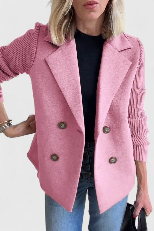 Diana | Blazer de Paño Mujer Doble Botonadura Mangas Tejidas