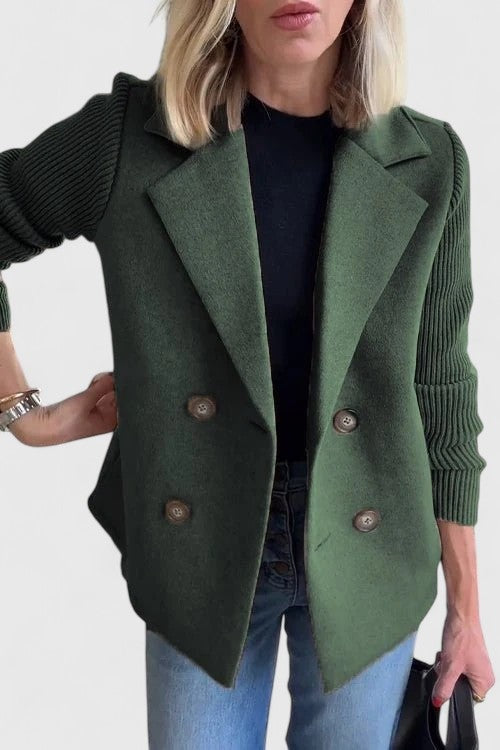 Diana | Blazer de Paño Mujer Doble Botonadura Mangas Tejidas