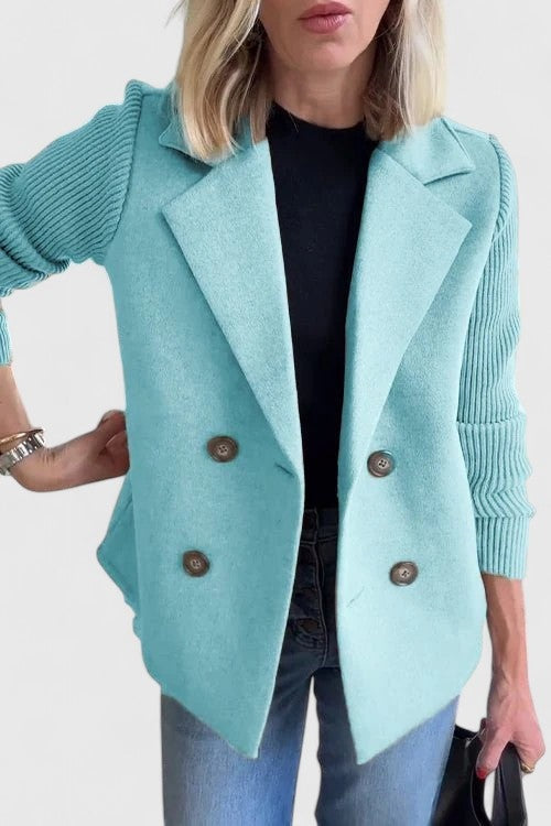 Diana | Blazer de Paño Mujer Doble Botonadura Mangas Tejidas