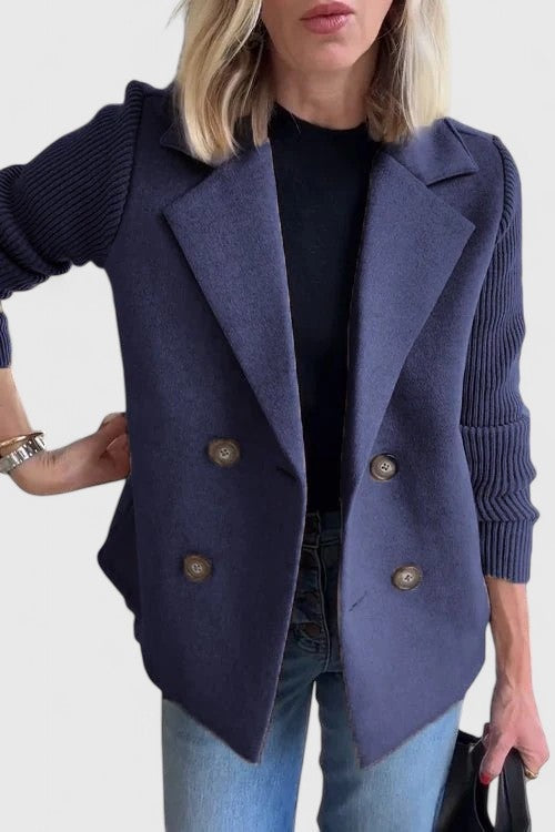 Diana | Blazer de Paño Mujer Doble Botonadura Mangas Tejidas