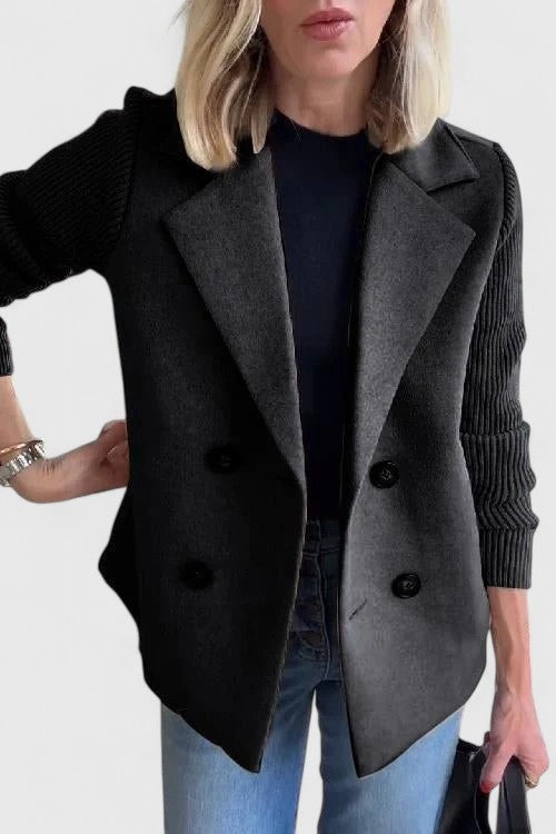 Diana | Blazer de Paño Mujer Doble Botonadura Mangas Tejidas