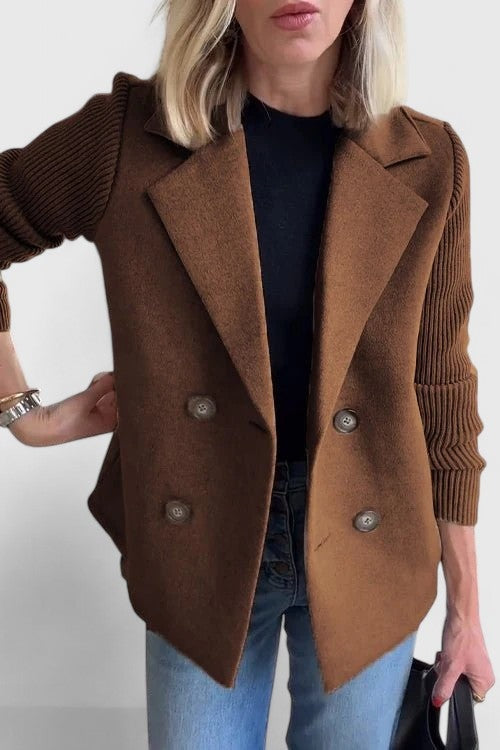Diana | Blazer de Paño Mujer Doble Botonadura Mangas Tejidas