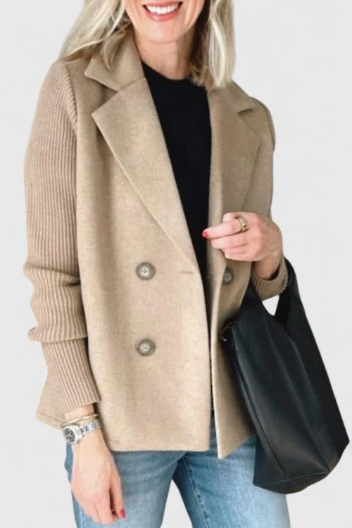 Diana | Blazer de Paño Mujer Doble Botonadura Mangas Tejidas
