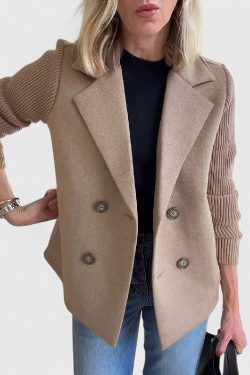 Diana | Blazer de Paño Mujer Doble Botonadura Mangas Tejidas