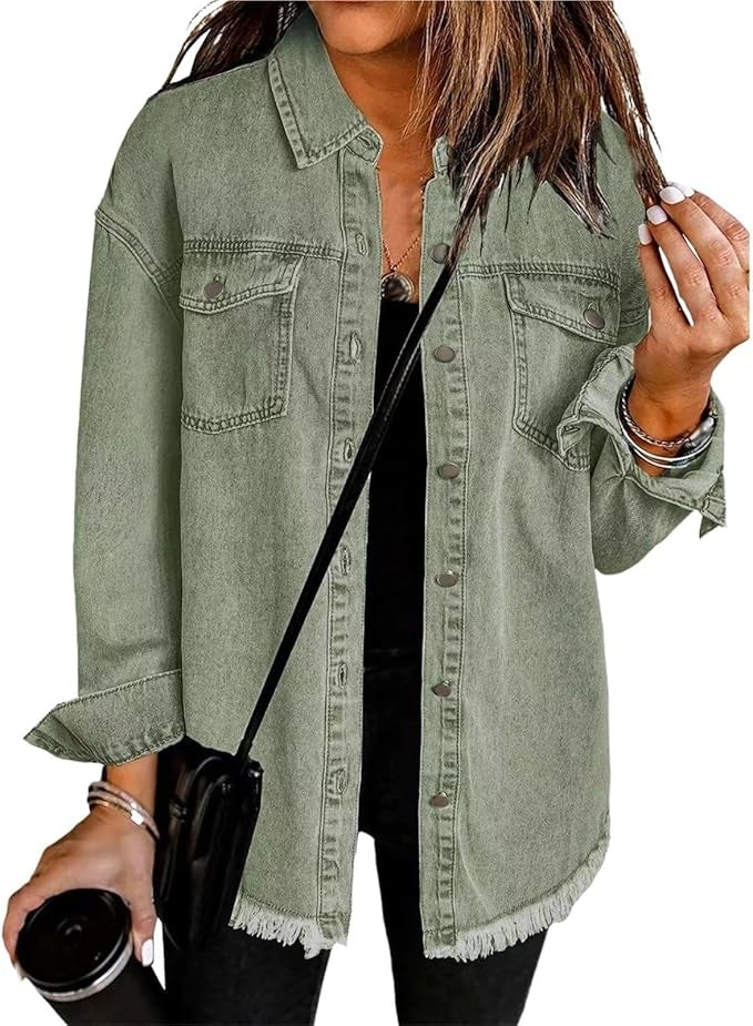 Carla | Sobrecamisa de Jean Mujer Oversize Manga Larga Bolsillos
