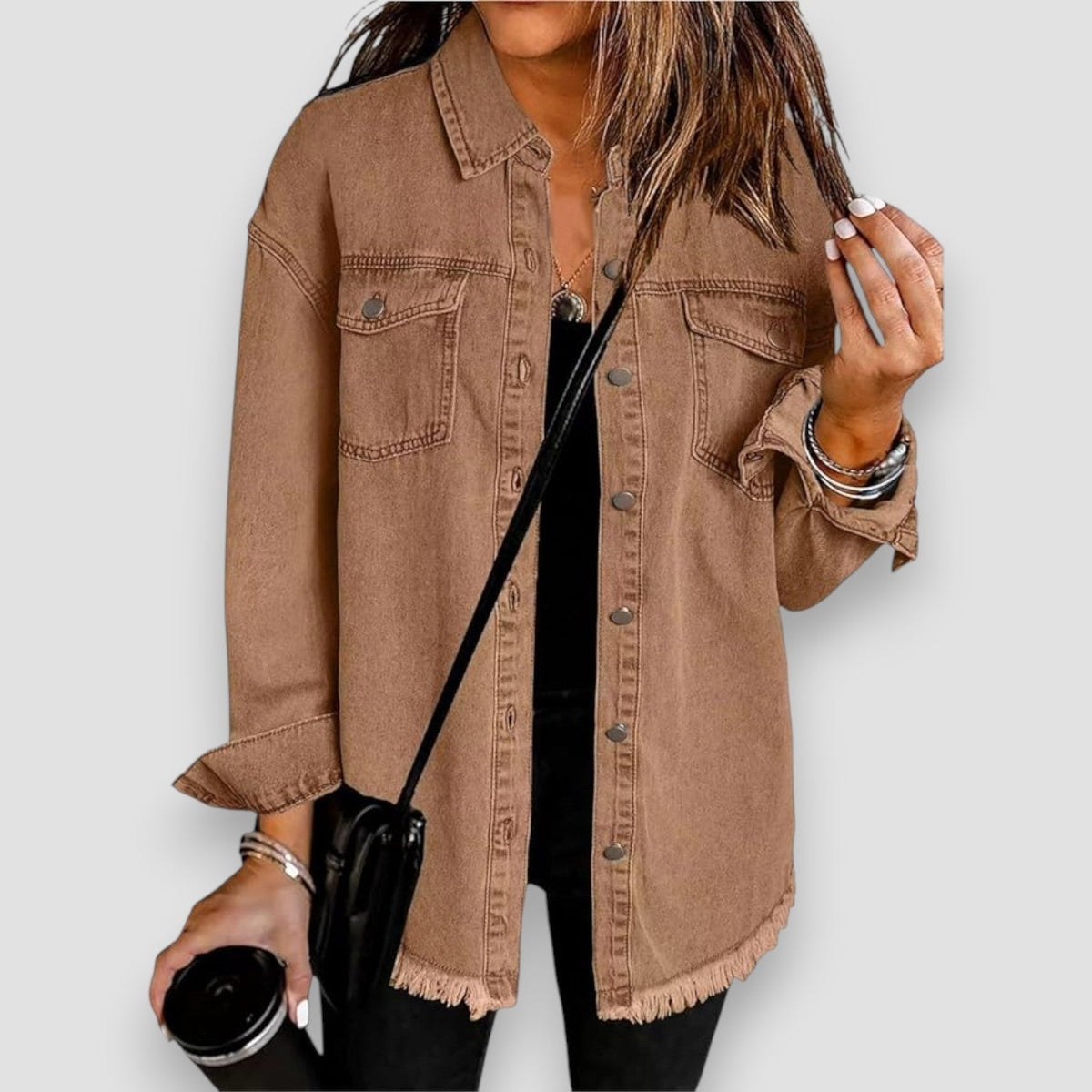 Carla | Sobrecamisa de Jean Mujer Oversize Manga Larga Bolsillos