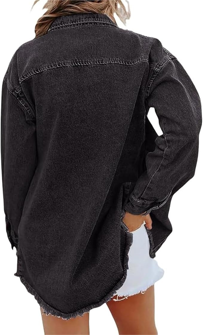 Carla | Sobrecamisa de Jean Mujer Oversize Manga Larga Bolsillos