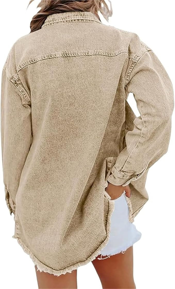 Carla | Sobrecamisa de Jean Mujer Oversize Manga Larga Bolsillos