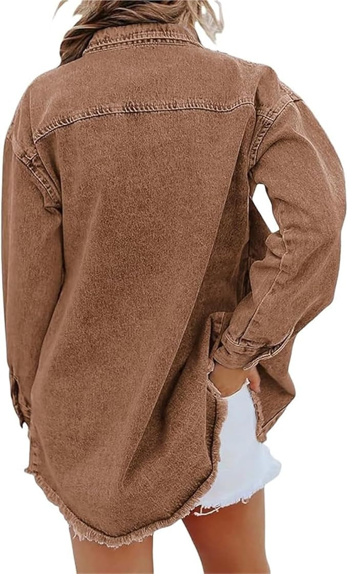 Carla | Sobrecamisa de Jean Mujer Oversize Manga Larga Bolsillos