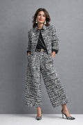 Carolina | Conjunto de Tweed Chaqueta y Pantalón Culotte Mujer Cintura Alta