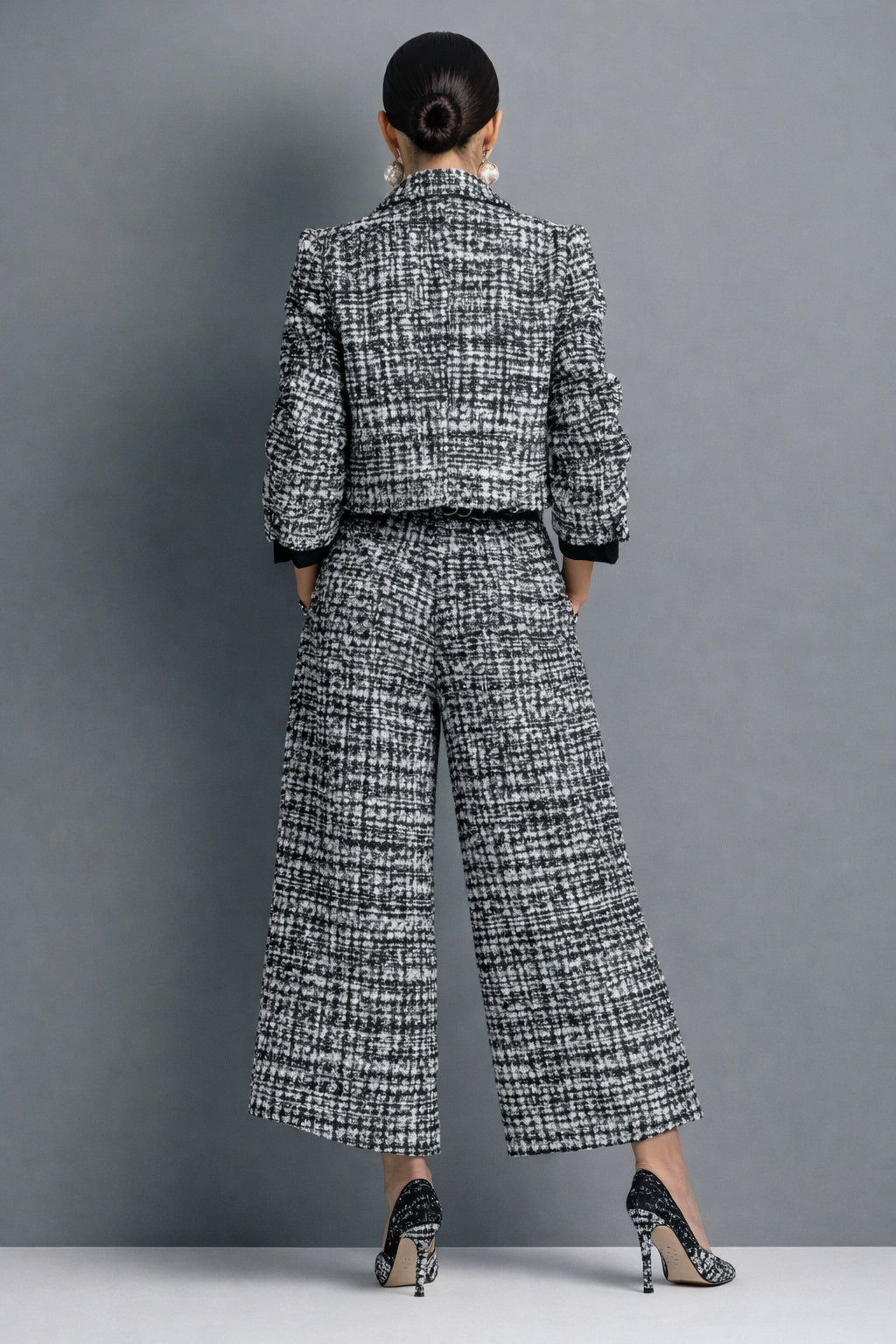 Carolina | Conjunto de Tweed Chaqueta y Pantalón Culotte Mujer Cintura Alta