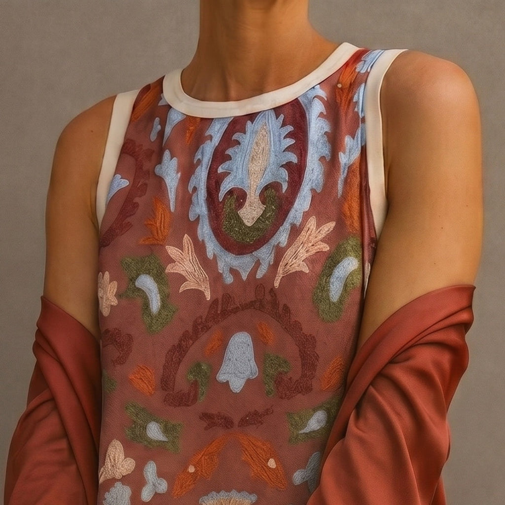 Carolina | Vestido Invitada Invierno Midi Estampado Mujer con Duster a Juego