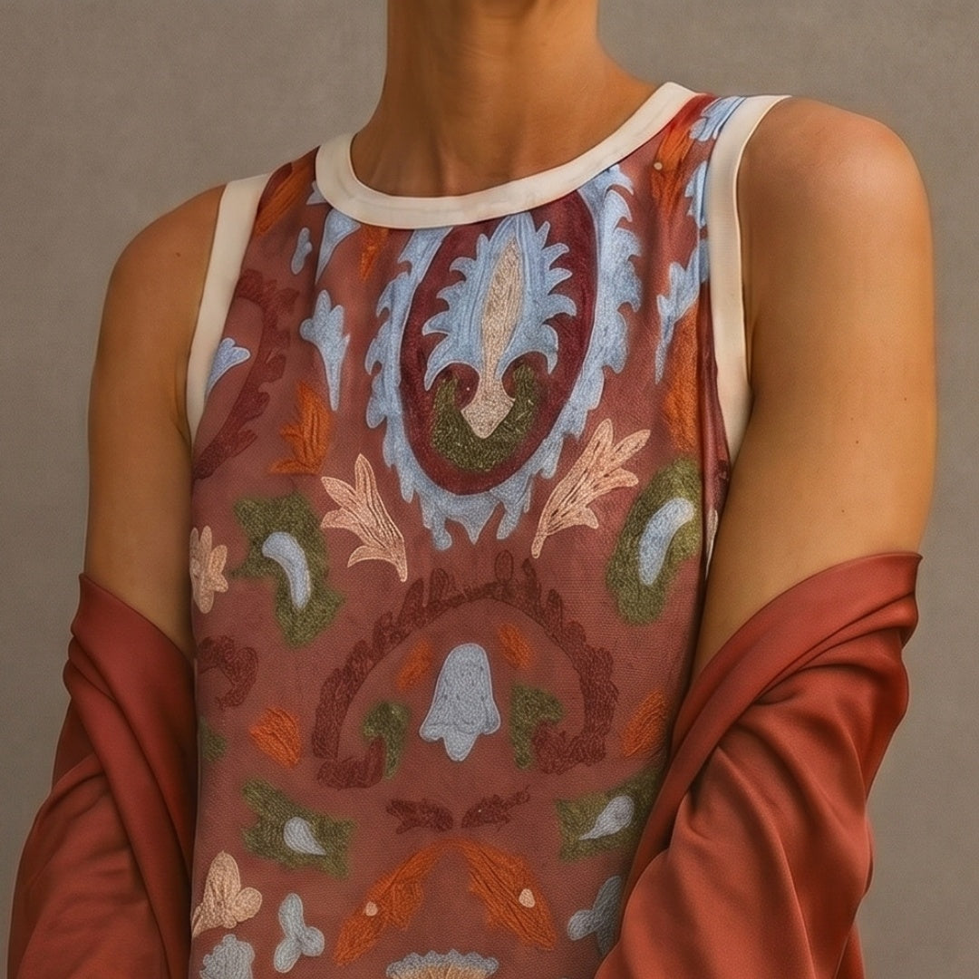 Carolina | Vestido Invitada Invierno Midi Estampado Mujer con Duster a Juego