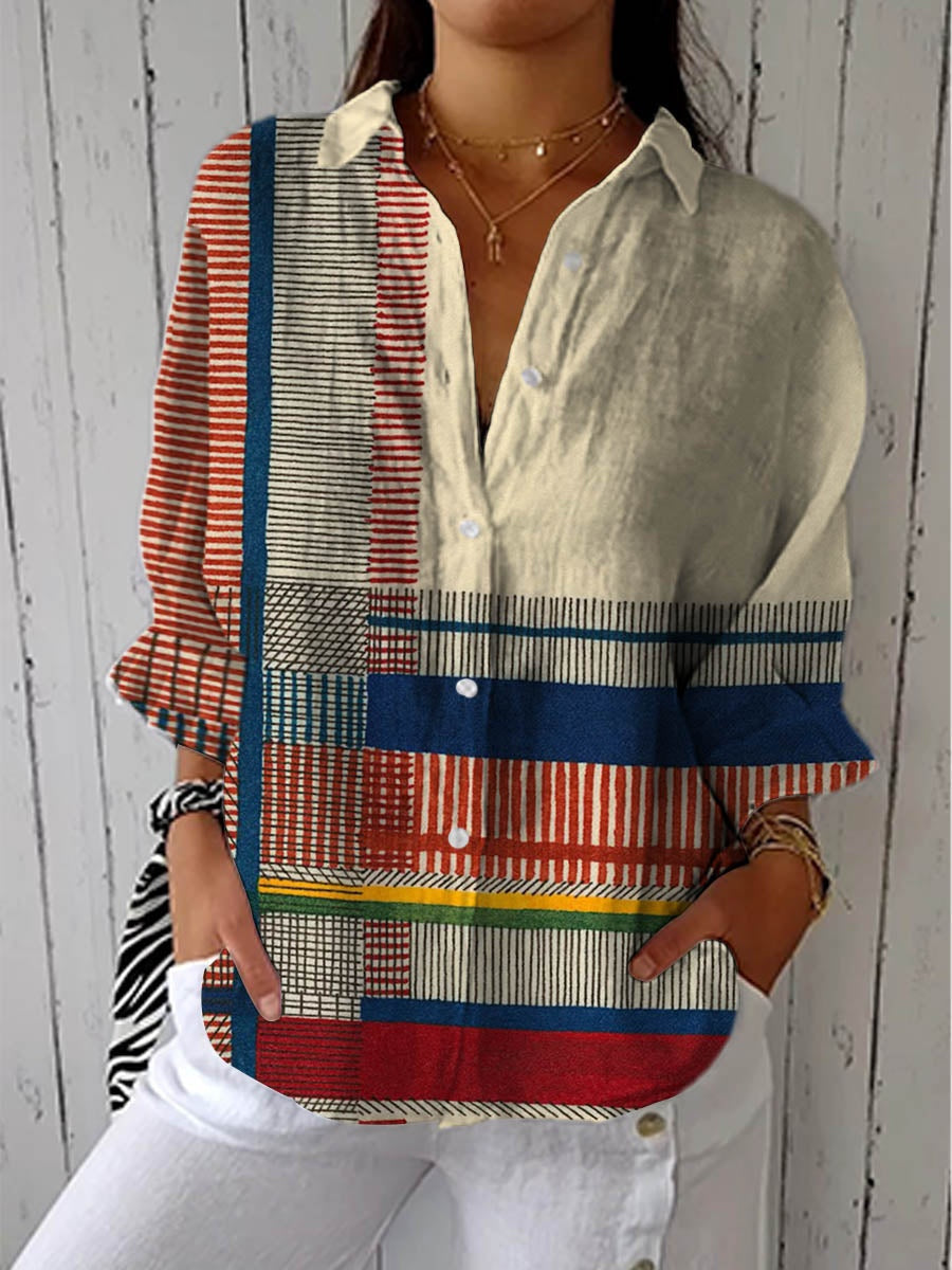 Camila | Blusa de Otoño Estampada Mujer Escote V