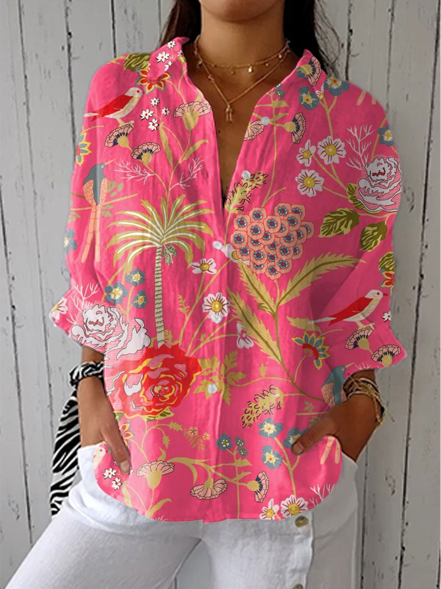 Camila | Blusa de Otoño Estampada Mujer Escote V