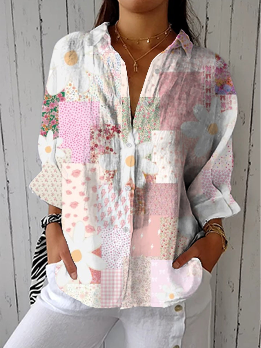 Camila | Blusa de Otoño Estampada Mujer Escote V