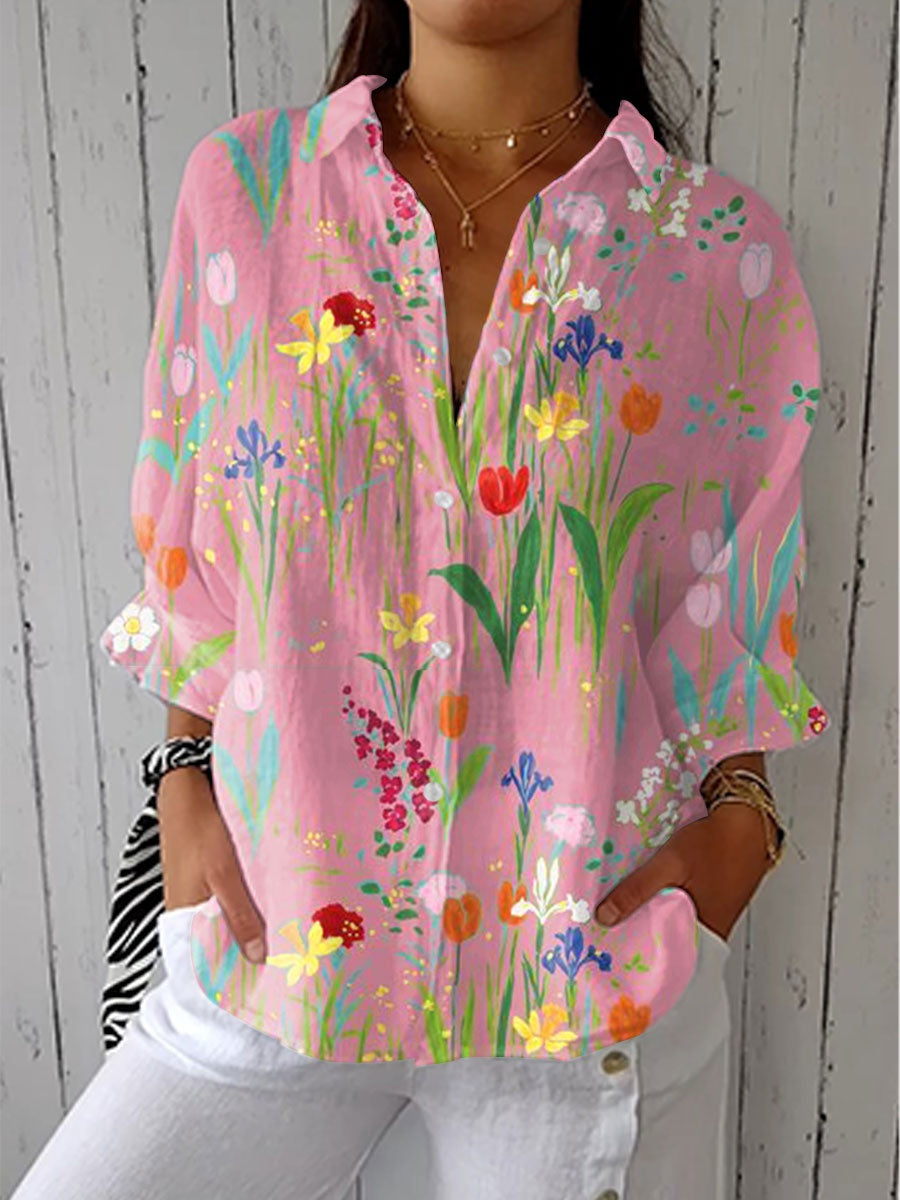 Camila | Blusa de Otoño Estampada Mujer Escote V