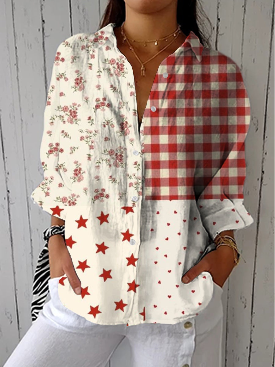 Camila | Blusa de Otoño Estampada Mujer Escote V