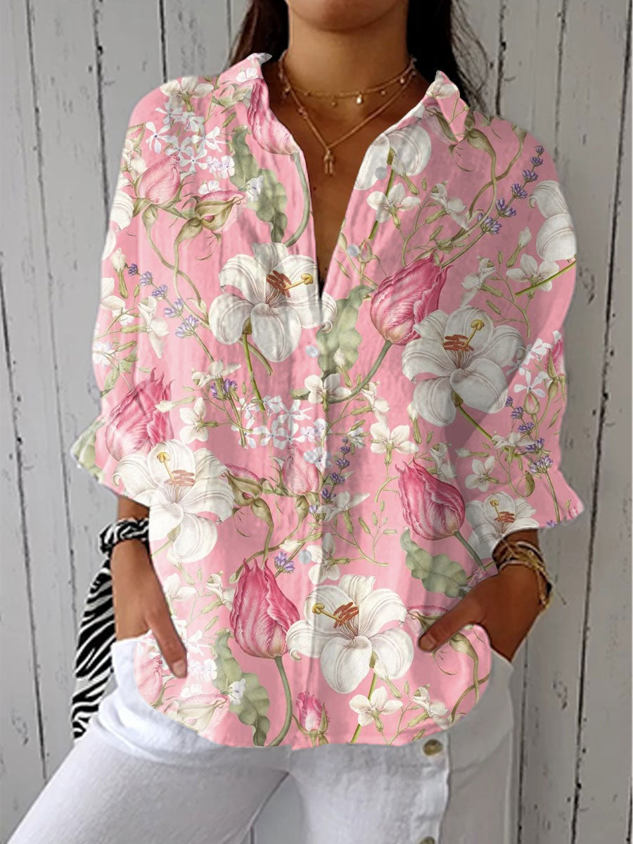 Camila | Blusa de Otoño Estampada Mujer Escote V