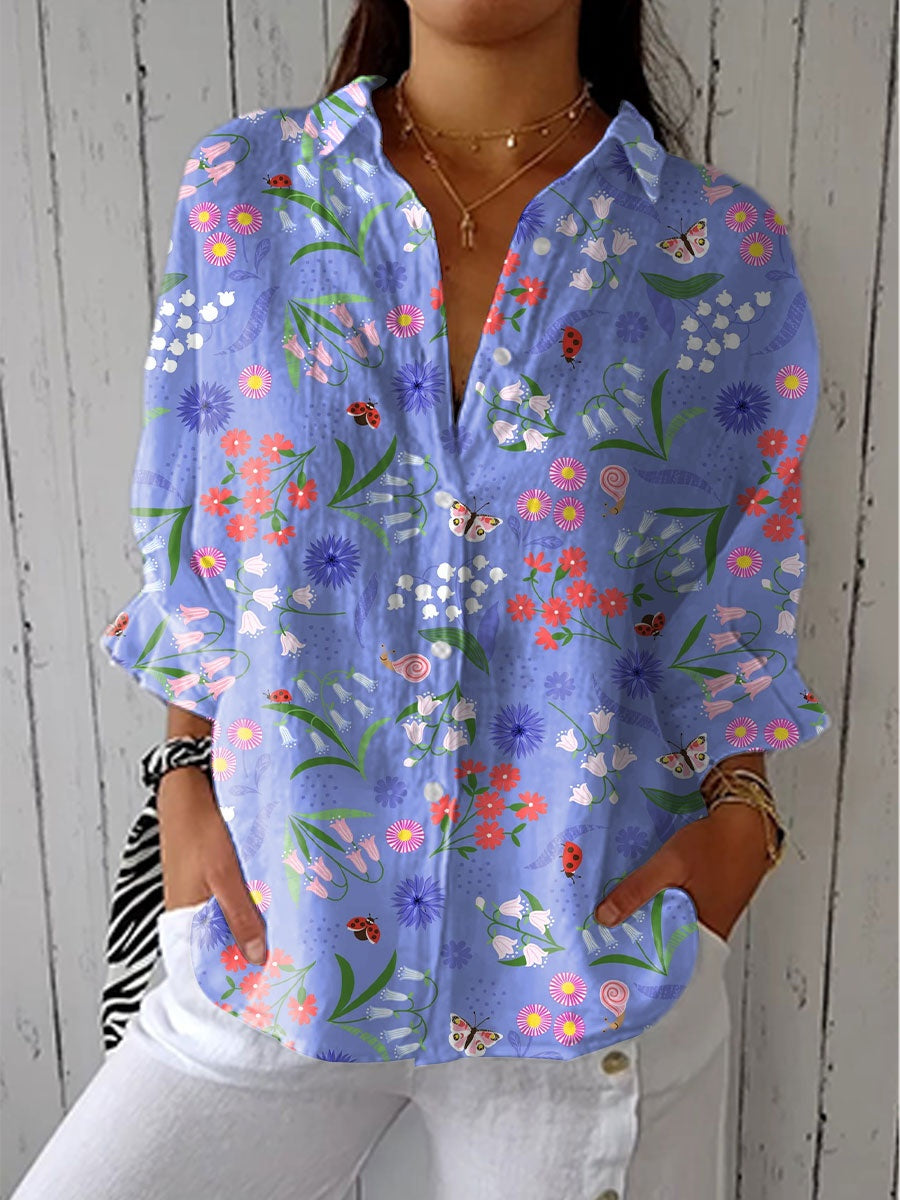 Camila | Blusa de Otoño Estampada Mujer Escote V