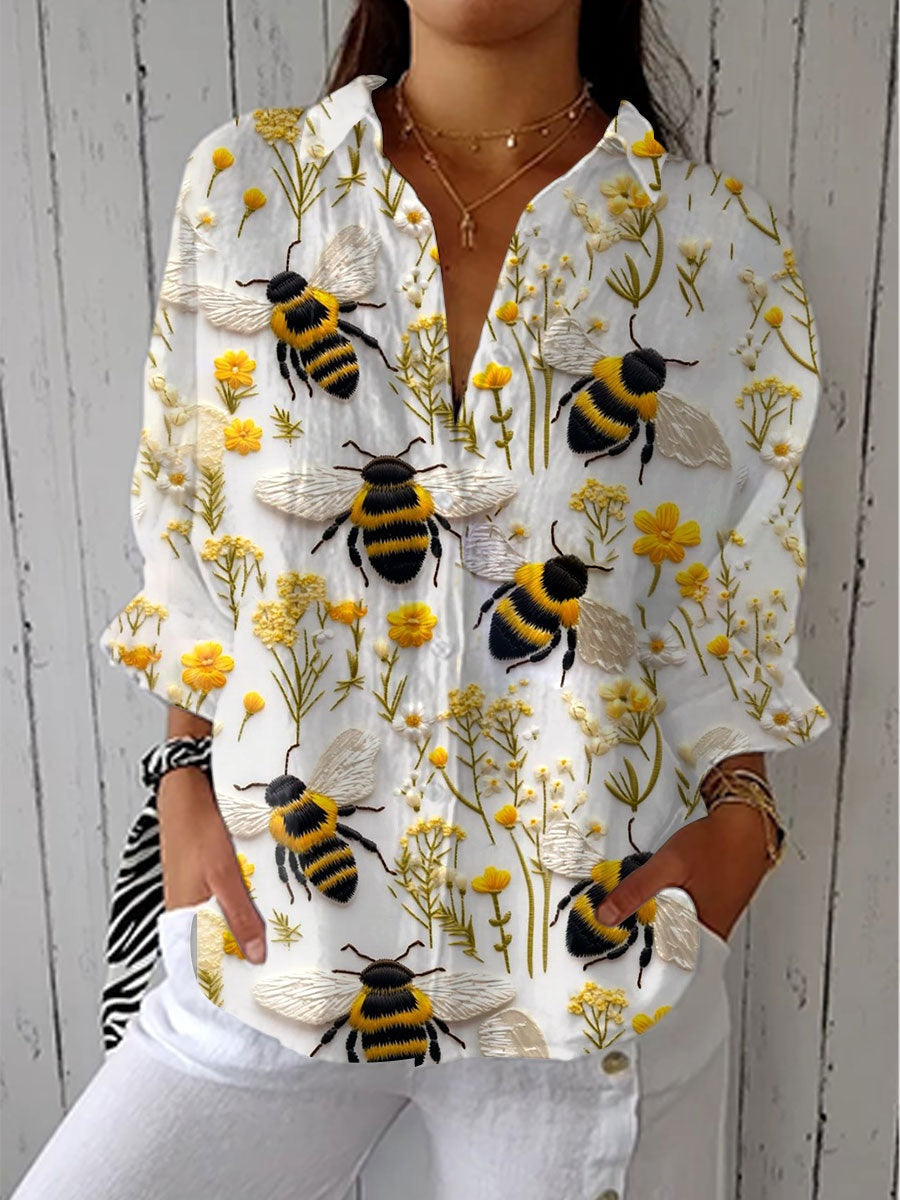 Camila | Blusa de Otoño Estampada Mujer Escote V