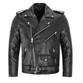 Diego | Chaqueta de Cuero Hombre Biker Cremallera Asimétrica