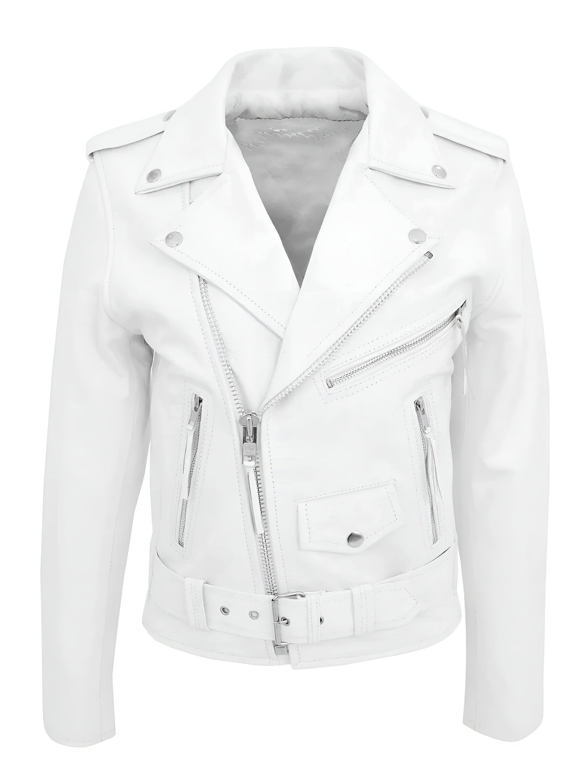 Diego | Chaqueta de Cuero Hombre Biker Cremallera Asimétrica