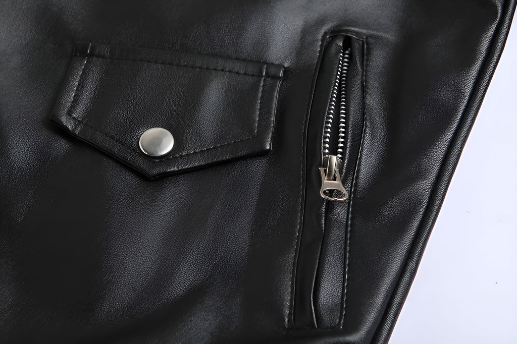 Diego | Chaqueta de Cuero Hombre Biker Cremallera Asimétrica