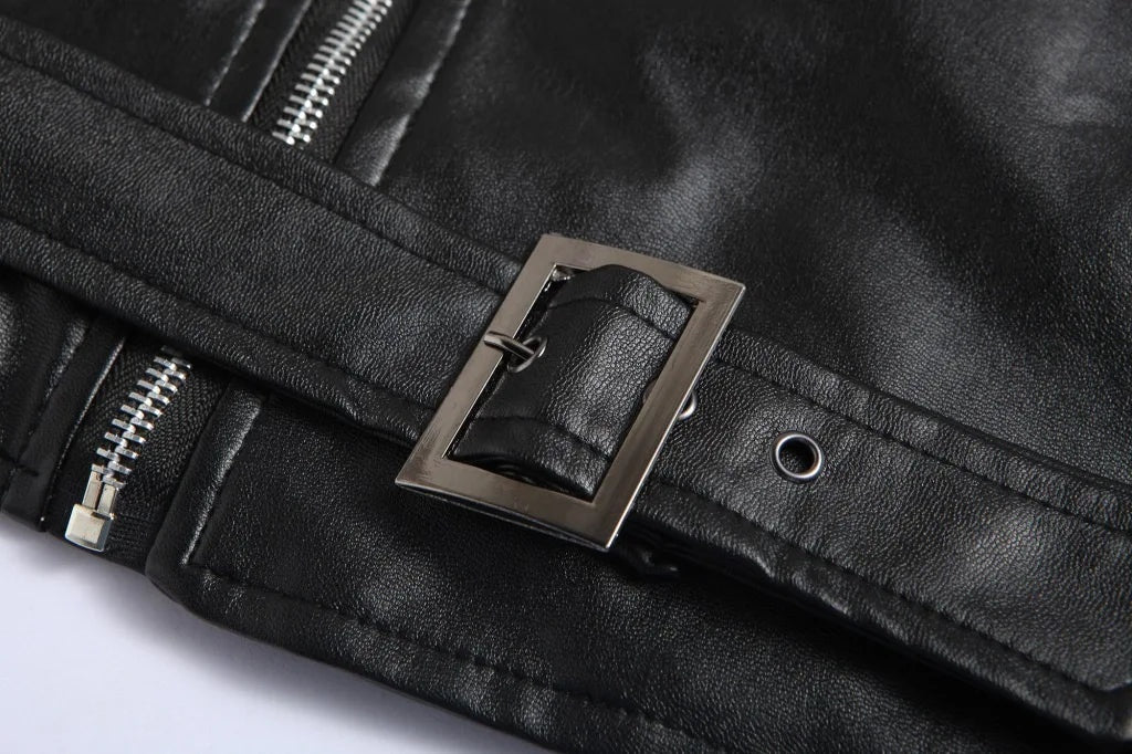 Diego | Chaqueta de Cuero Hombre Biker Cremallera Asimétrica