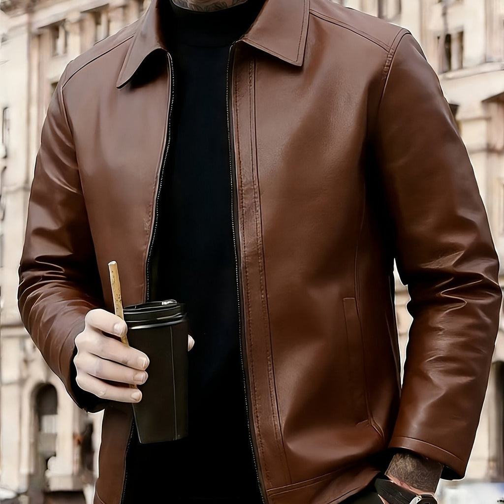 Diego | Chaqueta de Cuero Motera Hombre Cremallera