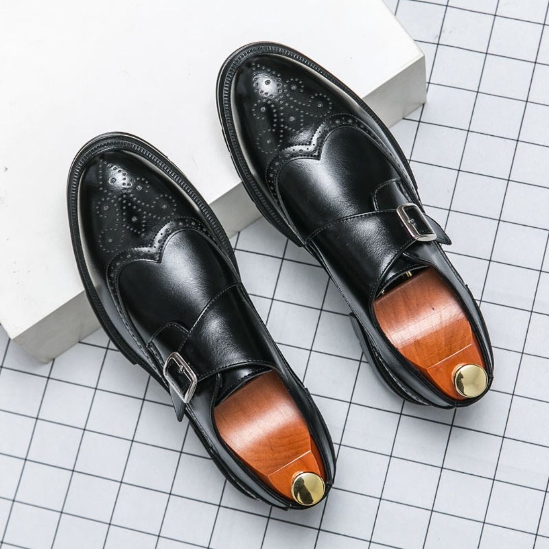 Gonzalo | Zapatos de Vestir Monk Strap Brogue Hombre Cuero Hebilla