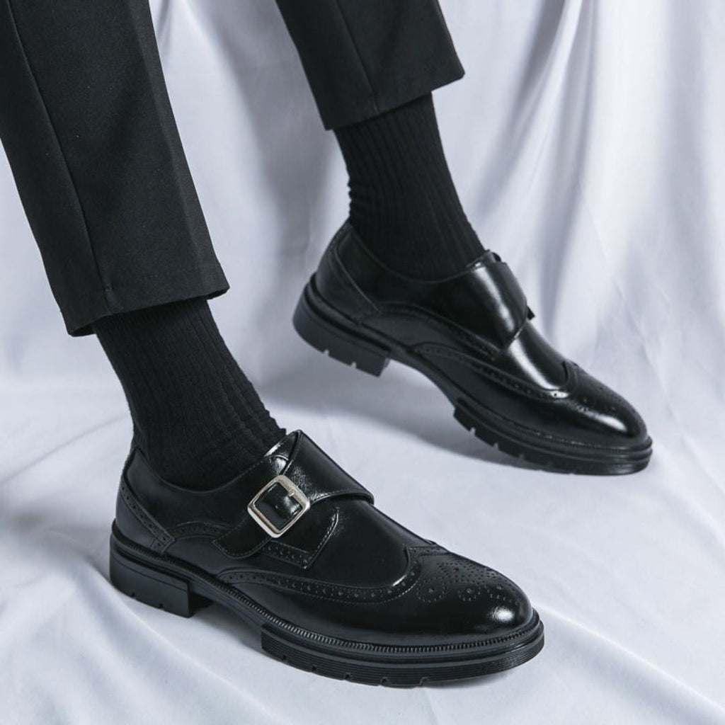 Gonzalo | Zapatos de Vestir Monk Strap Brogue Hombre Cuero Hebilla